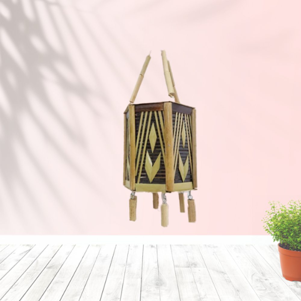 Space Saving Designer Compact Bamboo Chic Hanging Lamp
