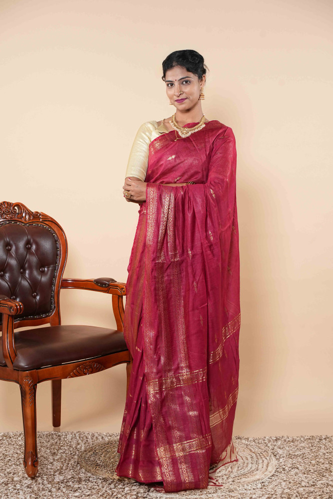 Regal Pink Silk Saree Adorned With Anthracite Grey Border 1