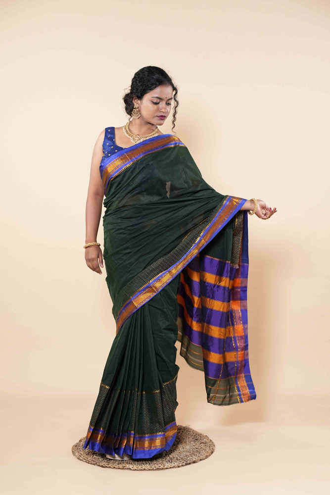 Royal Crimson Silk Saree  With Gold Accents