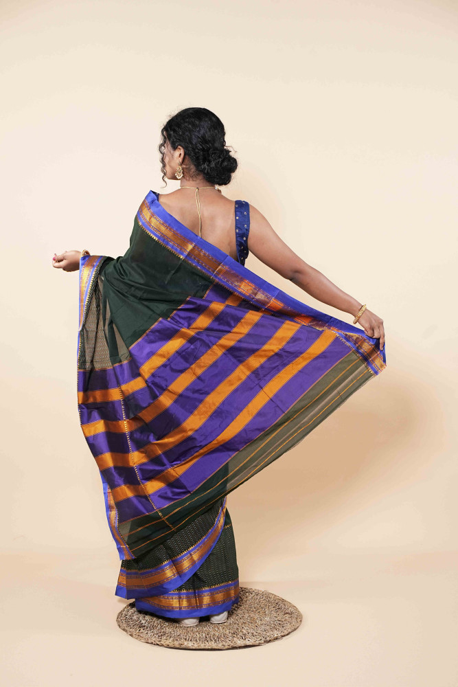 Royal Crimson Silk Saree  With Gold Accents