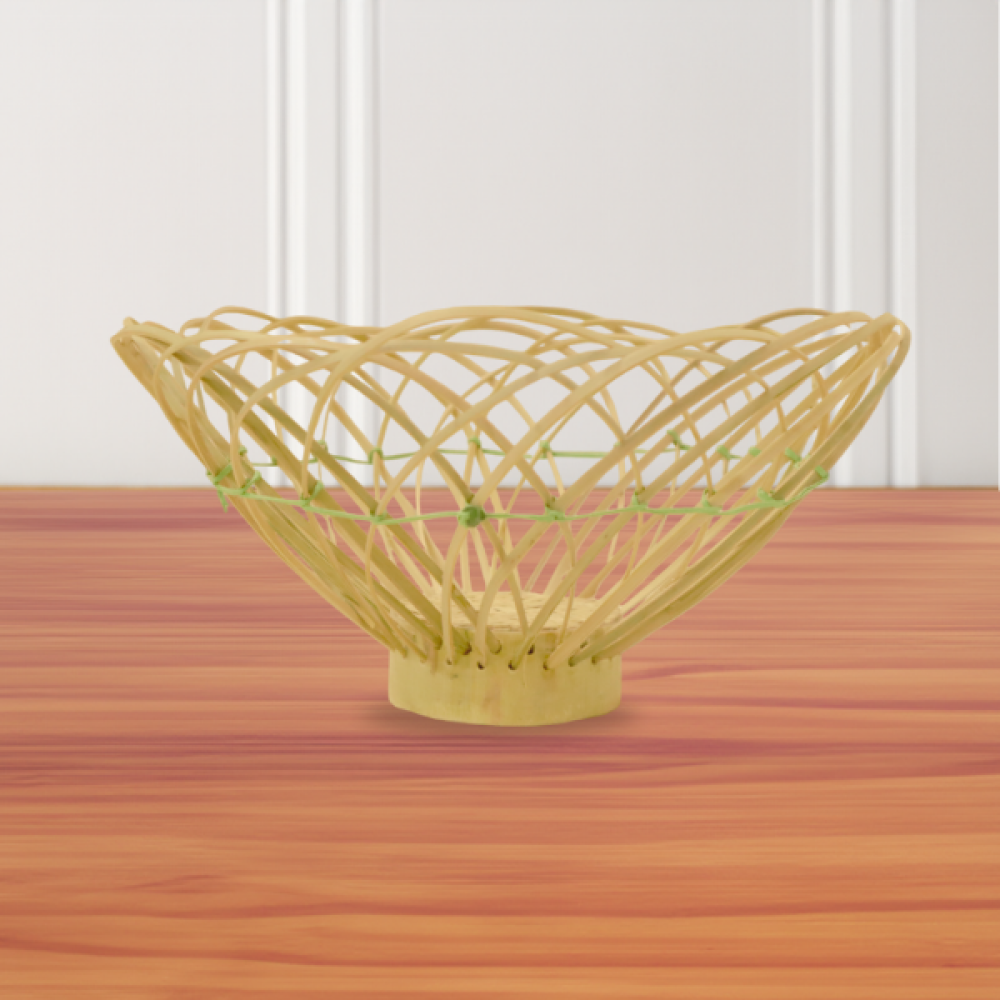 Handcrafted Kitchen Essential Minimalistic Bamboo Round Fruit Bowl